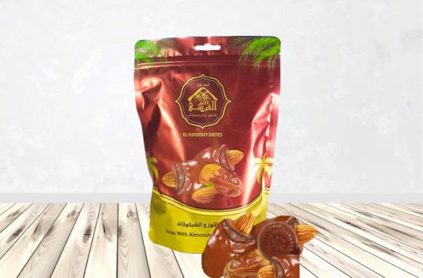 تمر باللوز و الشيكولاتة البني